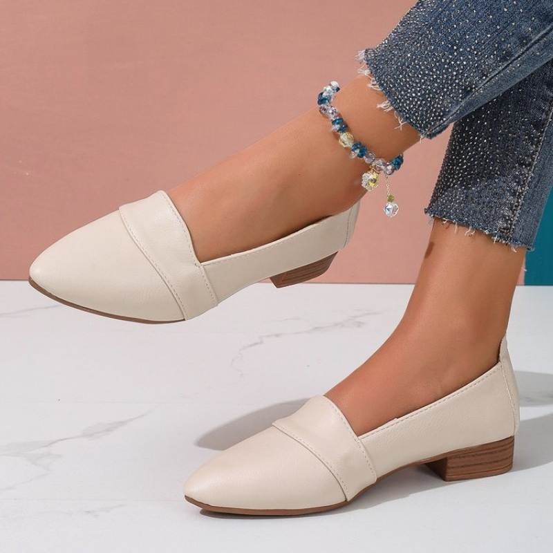 Casual Sandal Leather - スリッポンシューズ レディース フラットシューズ 無地 ポインテッドトゥ 浅口