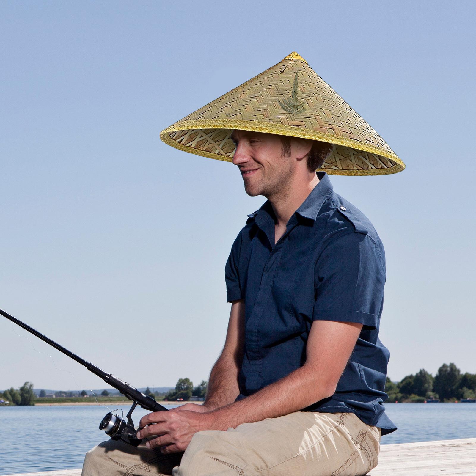 Bucket Hat Straw - 中国製麦わら帽子 手作り籐帽子 調節可能なあご紐付き 釣り、ガーデニング、キャンプ、ハイキング、アウトドアに最適