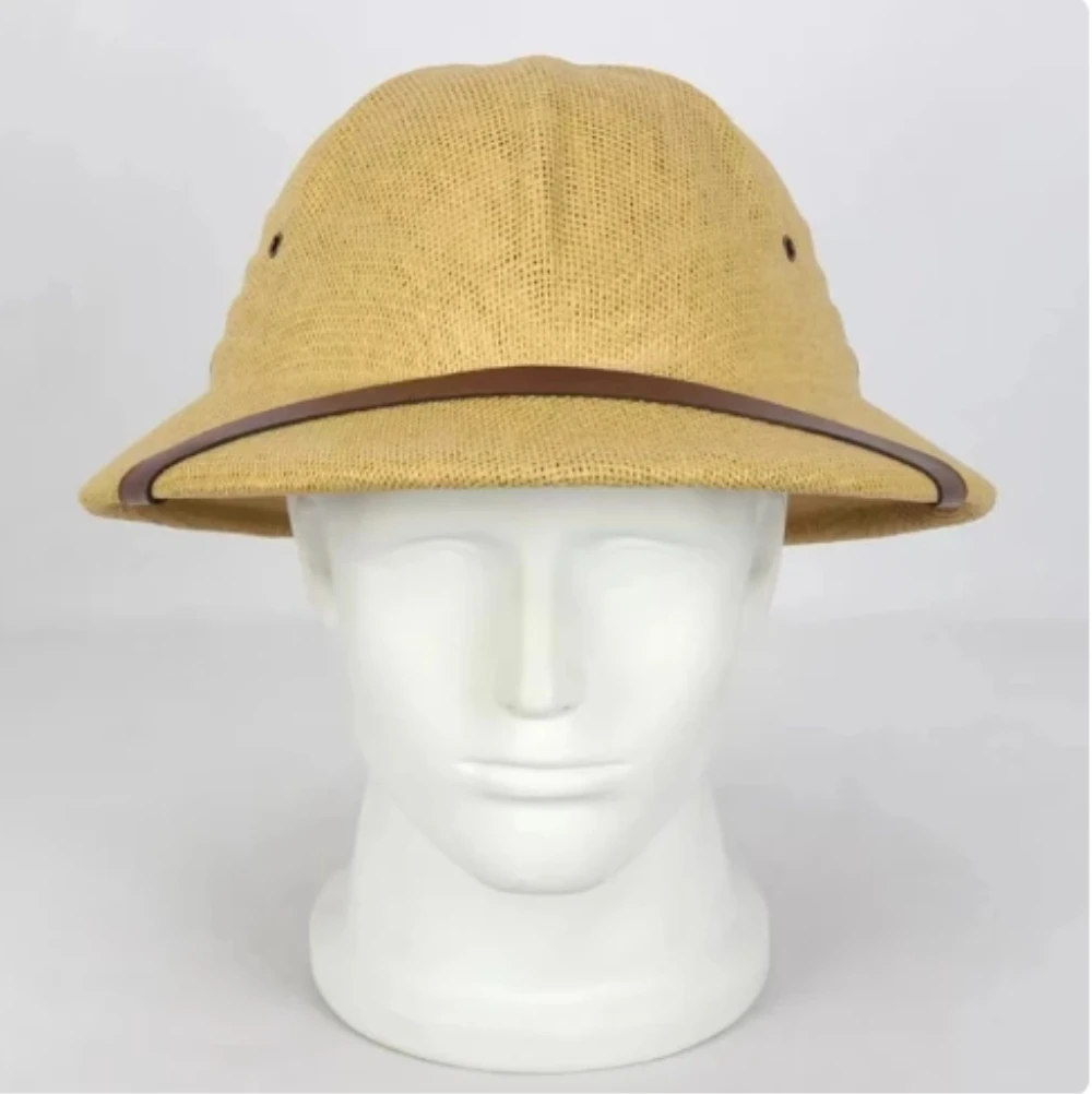 Bucket Hat Straw - 100%わら製ヘルメット型サンハット 夏用 メンズ ベトナム戦争 軍帽 ダッドハット