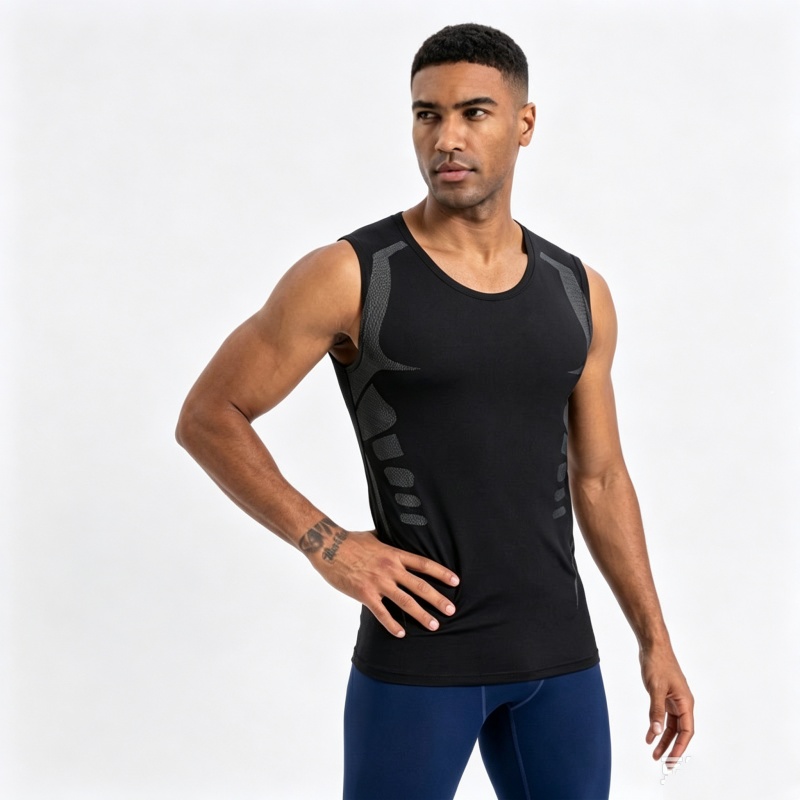 Tank Top Muscle - ニューマンズコンプレッションタンクトップ メンズジムシャツ ノースリーブ クイックドライ スポーツウェア 男性フィットネス