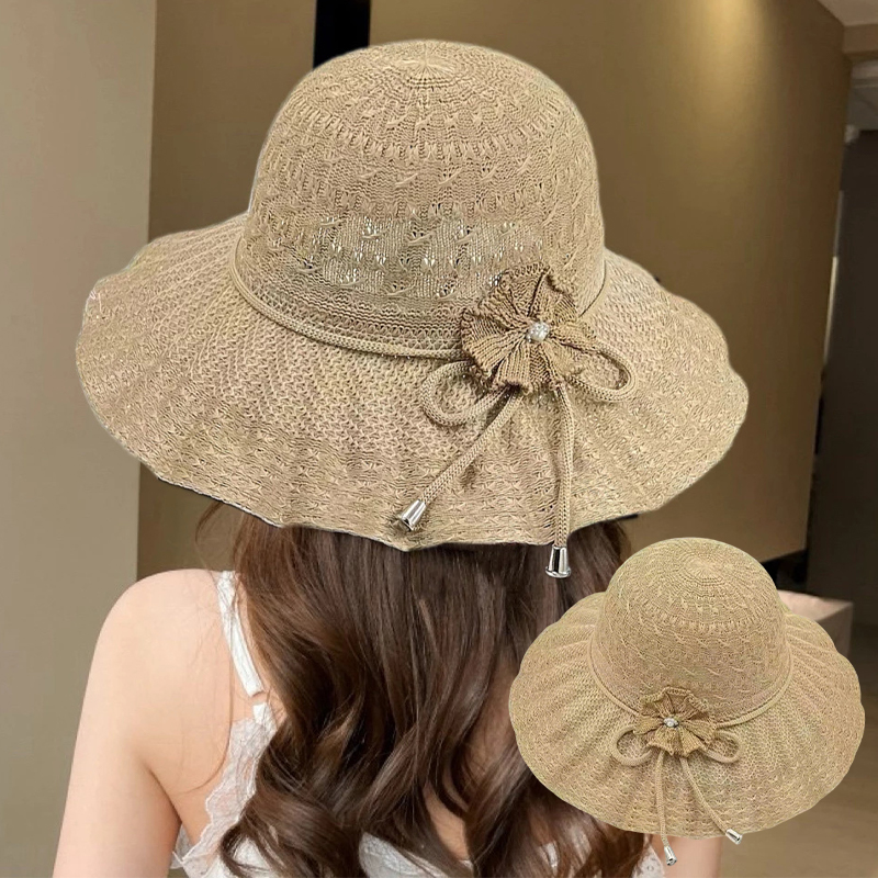 バケットハット 夏用サンハット つば広 UVカット 麦わら帽 - Bucket Hat Straw のレビューと価格