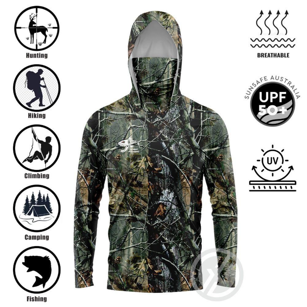 UPF50+ フード付きフィッシングシャツ 内蔵フェイスゲイ - Tee Graphic Print のレビューと価格
