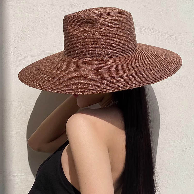 女性用の大きな籐の帽子,広いつばのある麦わら帽子,ビーチ用の - Bucket Hat Straw のレビューと価格