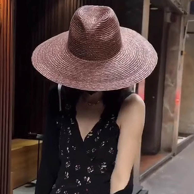 女性用の大きな籐の帽子,広いつばのある麦わら帽子,ビーチ用の - Bucket Hat Straw のレビューと価格