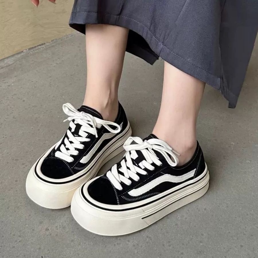 2024 新しい大人の女性のスニーカー厚い底と高インナーハイ - Vans Shoes Old Skool のレビューと価格