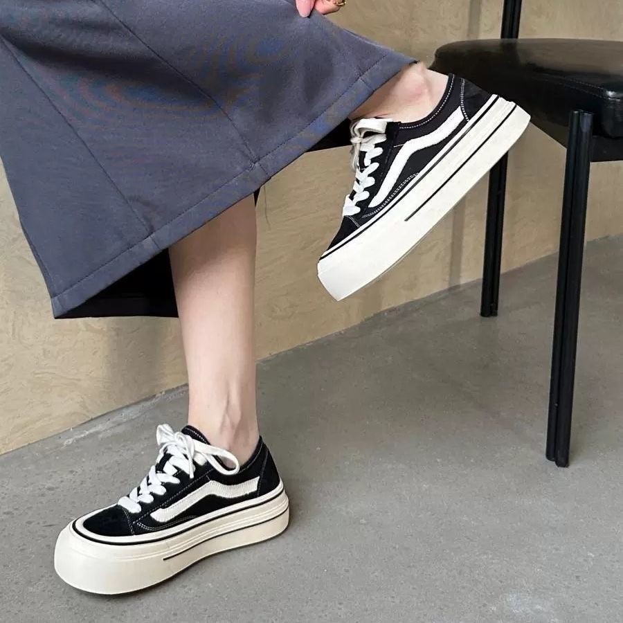 2024 新しい大人の女性のスニーカー厚い底と高インナーハイ - Vans Shoes Old Skool のレビューと価格