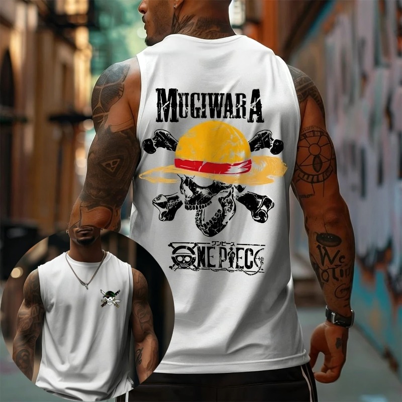 ワンピース ムギワラ麦わら帽子 スカル タンクトップ アニメ - Tank Top Muscle のレビューと価格