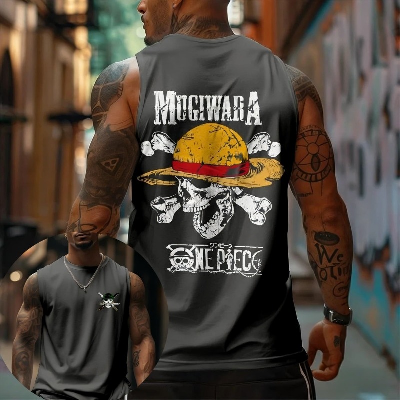 ワンピース ムギワラ麦わら帽子 スカル タンクトップ アニメ - Tank Top Muscle のレビューと価格