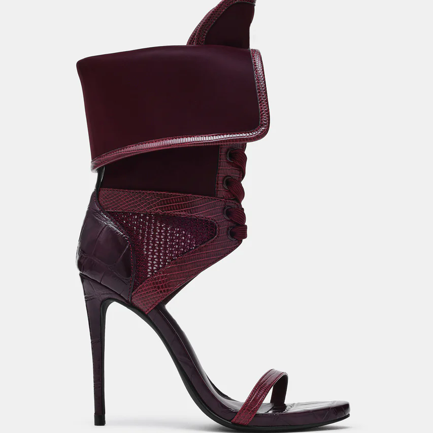 女性オープントゥスティレットレースアップサンダルセクシーなレ - Casual Sandal Leather のレビューと価格