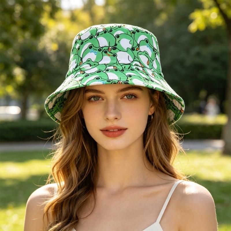 週末の旅行用のパッカブルカエルプリントバケットハット、ビーチ - Packable Hat Nylon のレビューと価格