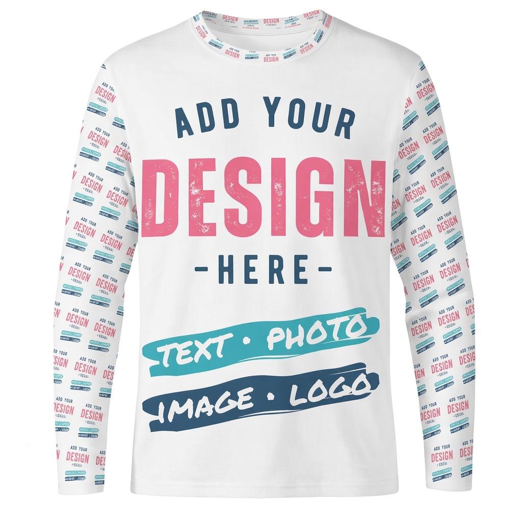 カスタムデザインの長袖Tシャツ。全面プリントで、お好きな文字 - Tee Graphic Print のレビューと価格